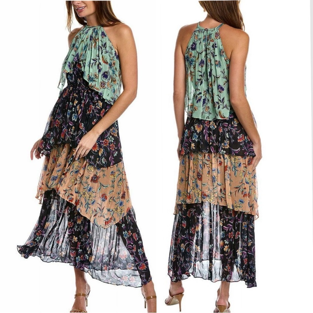 NEW Ramy Brook Multi Colored Boho Chrisley Floral Maxi Dress Sz XS
